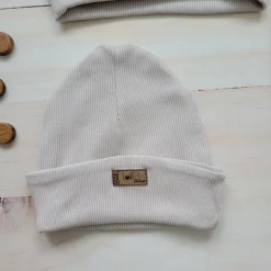 KAZUM Prążkowany komplet 3 cz bluza+spodnie+czapka 56-86 alabaster beige
