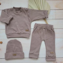 KAZUM Prążkowany komplet 3 cz bluza+spodnie+czapka 56-86 sweet choco