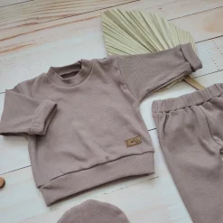 KAZUM Prążkowany komplet 3 cz bluza+spodnie+czapka 56-86 sweet choco