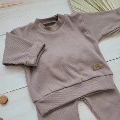 KAZUM Prążkowany komplet 3 cz bluza+spodnie+czapka 56-86 sweet choco