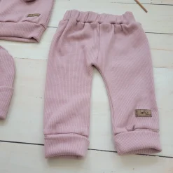 KAZUM Prążkowany komplet 3 cz bluza+spodnie+czapka 56-86 pinky cloud