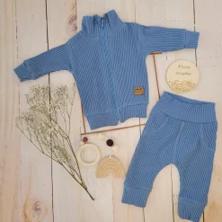 KAZUM Prążkowany komplet dres bluza bez kaptura + spodnie sky blue ostatnie sztuki 56, 86