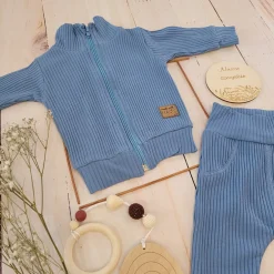 KAZUM Prążkowany komplet dres bluza bez kaptura + spodnie sky blue ostatnie sztuki 56, 86