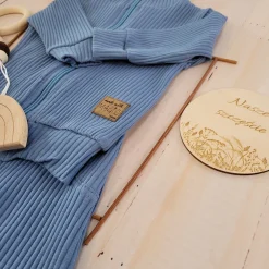 KAZUM Prążkowany komplet dres bluza bez kaptura + spodnie sky blue ostatnie sztuki 56, 86