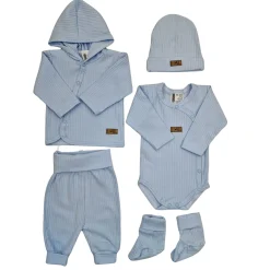 KAZUM Prążkowany komplet wyprawka 5 cz baby blue ostatnie sztuki 50, 56, 62