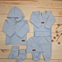 KAZUM Prążkowany komplet wyprawka 5 cz baby blue ostatnie sztuki 50, 56, 62