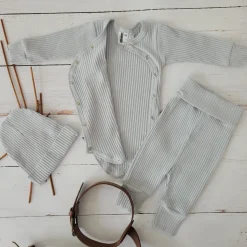 KAZUM Prążkowany komplet wyprawka 3 cz silver gray ostatnie sztuki 56, 62