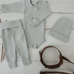 KAZUM Prążkowany komplet wyprawka 3 cz silver gray ostatnie sztuki 56, 62