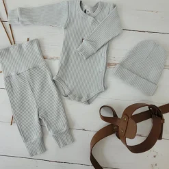 KAZUM Prążkowany komplet wyprawka 3 cz silver gray ostatnie sztuki 56, 62