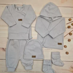 KAZUM Prążkowany komplet wyprawka 5 cz silver grey ostatnie sztuki 50, 56