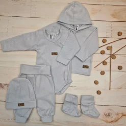 KAZUM Prążkowany komplet wyprawka 5 cz silver grey ostatnie sztuki 50, 56