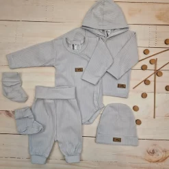 KAZUM Prążkowany komplet wyprawka 5 cz silver grey ostatnie sztuki 50, 56