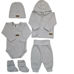 KAZUM Prążkowany komplet wyprawka 5 cz silver grey ostatnie sztuki 50, 56