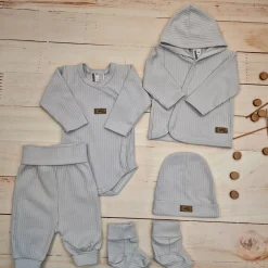 KAZUM Prążkowany komplet wyprawka 5 cz silver grey ostatnie sztuki 50, 56