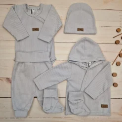 KAZUM Prążkowany komplet wyprawka 5 cz silver grey ostatnie sztuki 50, 56