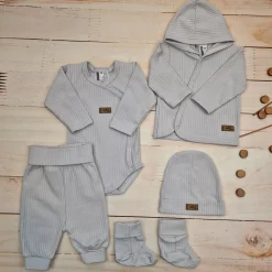 KAZUM Prążkowany komplet wyprawka 5 cz silver grey ostatnie sztuki 50, 56