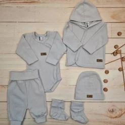 KAZUM Prążkowany komplet wyprawka 5 cz silver grey ostatnie sztuki 50, 56