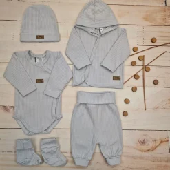 KAZUM Prążkowany komplet wyprawka 5 cz silver grey ostatnie sztuki 50, 56
