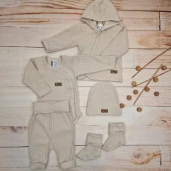 KAZUM Prążkowany komplet wyprawka 5 cz beige latte ostatnie sztuki 50