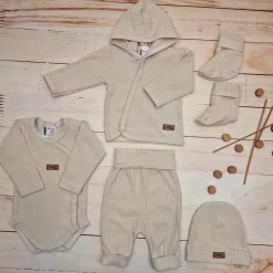 KAZUM Prążkowany komplet wyprawka 5 cz beige latte ostatnie sztuki 50