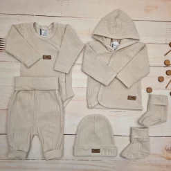 KAZUM Prążkowany komplet wyprawka 5 cz beige latte ostatnie sztuki 50