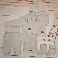 KAZUM Prążkowany komplet wyprawka 5 cz beige latte ostatnie sztuki 50