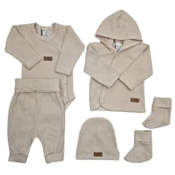 KAZUM Prążkowany komplet wyprawka 5 cz beige latte ostatnie sztuki 50