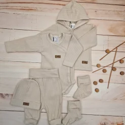 KAZUM Prążkowany komplet wyprawka 5 cz beige latte ostatnie sztuki 50