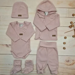 KAZUM Prążkowany komplet wyprawka 5 cz pastel pink ostatnie sztuki 50, 62
