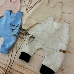 KAZUM Spodnie na szelkach z dresówki ocieplanej 56-86 silver gray