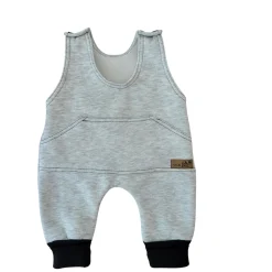 KAZUM Spodnie na szelkach z dresówki ocieplanej 56-86 silver gray
