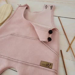KAZUM Spodnie na szelkach z dresówki ocieplanej 56-86 powder pink