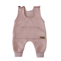 KAZUM Spodnie na szelkach z dresówki ocieplanej 56-86 powder pink