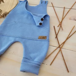 KAZUM Spodnie na szelkach z dresówki ocieplanej 56-86 baby blue