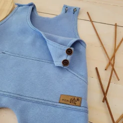 KAZUM Spodnie na szelkach z dresówki ocieplanej 56-86 baby blue