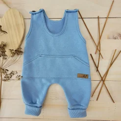 KAZUM Spodnie na szelkach z dresówki ocieplanej 56-86 baby blue