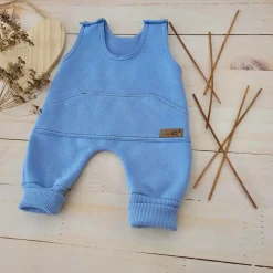 KAZUM Spodnie na szelkach z dresówki ocieplanej 56-86 baby blue