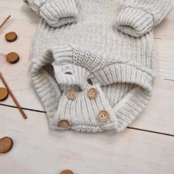 KAZUM Sweterek-body włóczkowe dziergane rosnące z dzieckiem 56-86 cappuccino