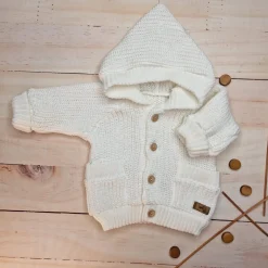 KAZUM Sweterek rozpinany dziergany rosnące z dzieckiem 56-86 coconut