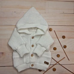 KAZUM Sweterek rozpinany dziergany rosnące z dzieckiem 56-86 coconut