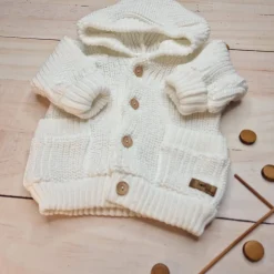 KAZUM Sweterek rozpinany dziergany rosnące z dzieckiem 56-86 coconut