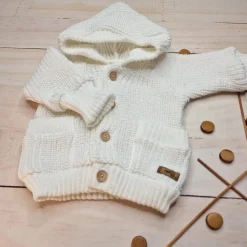 KAZUM Sweterek rozpinany dziergany rosnące z dzieckiem 56-86 coconut