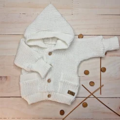 KAZUM Sweterek rozpinany dziergany rosnące z dzieckiem 56-86 coconut