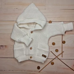 KAZUM Sweterek rozpinany dziergany rosnące z dzieckiem 56-86 coconut