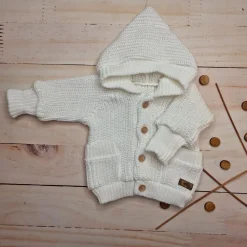 KAZUM Sweterek rozpinany dziergany rosnące z dzieckiem 56-86 coconut