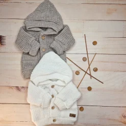 KAZUM Sweterek rozpinany dziergany rosnące z dzieckiem 56-86 coconut