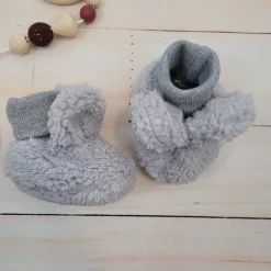 KAZUM Urocze buciki niemowlęce misiowe z uszkami i ściągaczem 56-86 silver mist