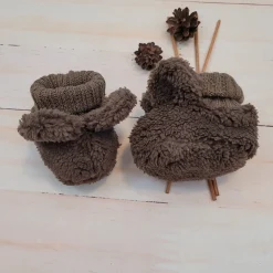 KAZUM Urocze buciki niemowlęce misiowe z uszkami i ściągaczem 56-86 chocolate muffin