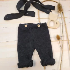 KAZUM włóczkowe legginsy na szelkach, regulowane 56-86 midnight