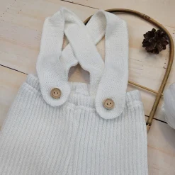 KAZUM Włóczkowe legginsy na szelkach, regulowane 56-86 coconut